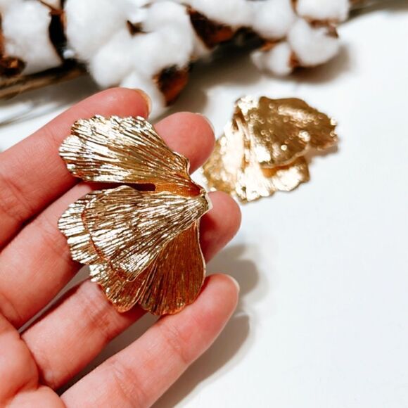Gold flower earrings N42 - Picture 3 of 7